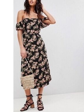 Amuse Society “Sweeter Than You” black floral midi dress, S